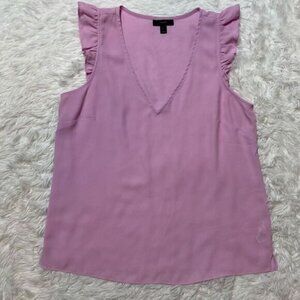 J Crew Shirt Womens Size 6 Purple Lilac Ruffle Flutter Sleeveless Top